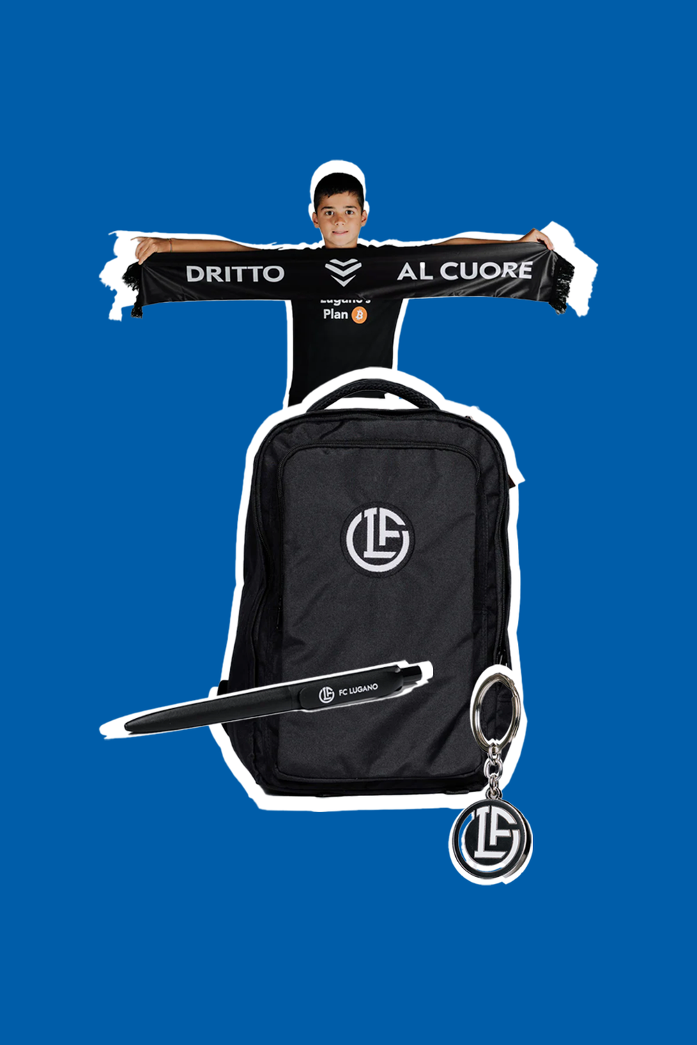 Fanartikel für FC Lugano mit Rucksack und Accessoires